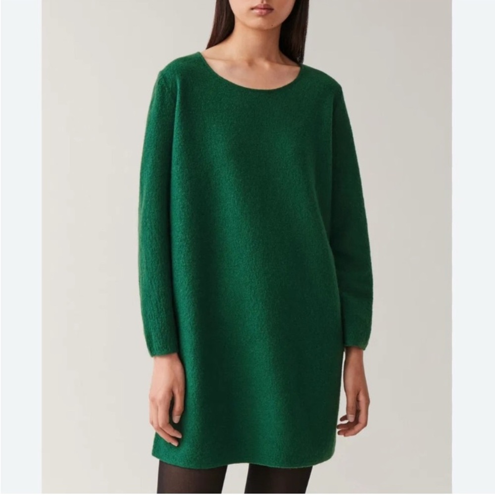 COS Knitted Boiled Wool SweaterDress GRN